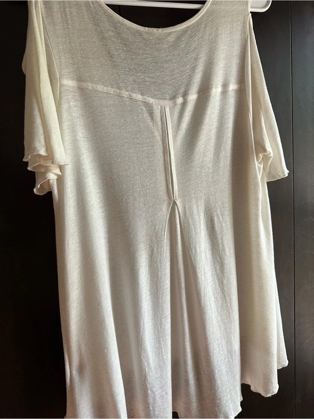 Free People Cream Cold-Shoulder V-Neck Flowy Tunic